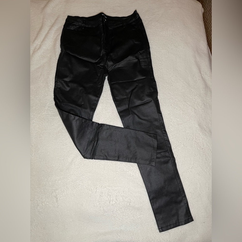 Apperloth A Plus High Waist PU Leather Skinny Pants